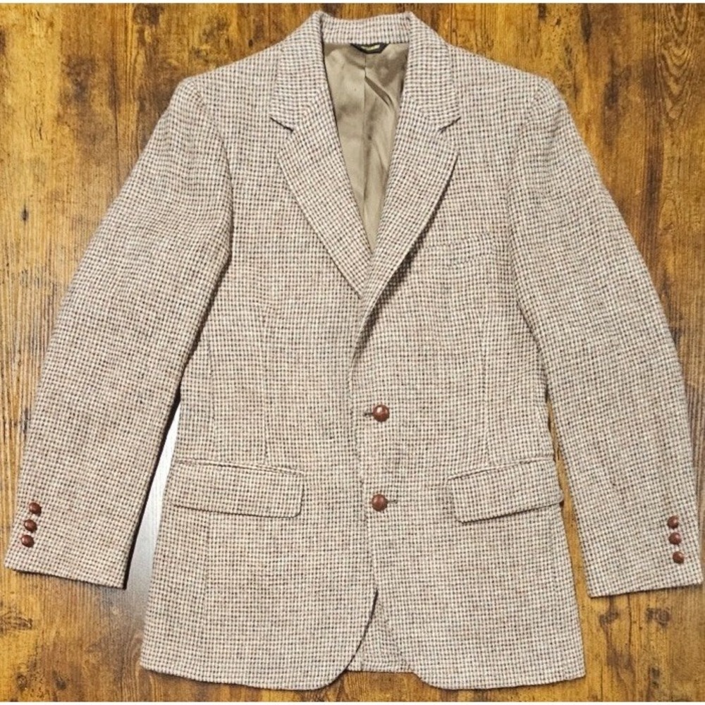Harris Tweed Handwoven 100% Pure Scottish Tan Sport Coat Jacket Blazer
